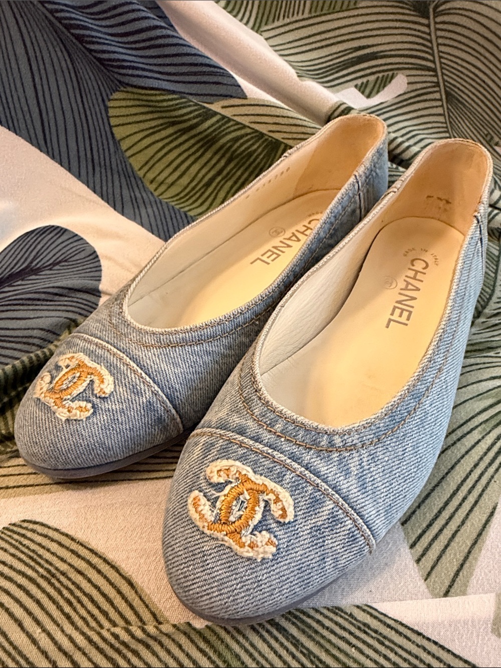Chanel denim flats